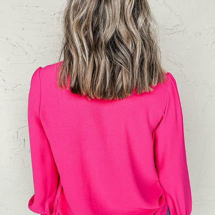 Womens Long Sleeve T Shirts Puff Sleeve V Neck Loose Fit Blouses Tops