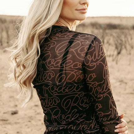 Women's Sheer Tops Long Sleeve Mesh See Through Crew Neck Tee Shirt