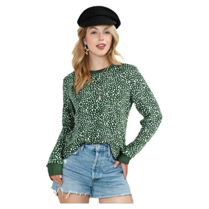 Womens Crewneck print Sweatshirt Casual Loose Fitting Tops Long Sleeve T Shirt