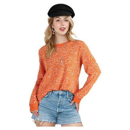 Womens Crewneck print Sweatshirt Casual Loose Fitting Tops Long Sleeve T Shirt