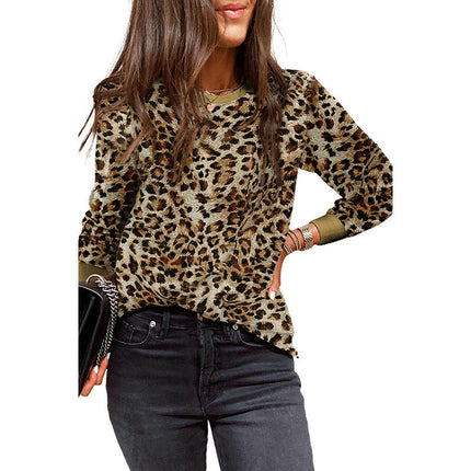Womens Crewneck print Sweatshirt Casual Loose Fitting Tops Long Sleeve T Shirt