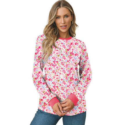 Womens Crewneck print Sweatshirt Casual Loose Fitting Tops Long Sleeve T Shirt