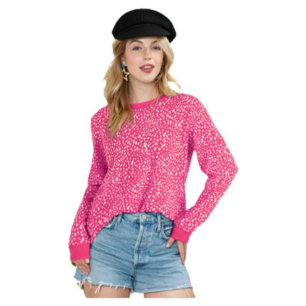 Womens Crewneck print Sweatshirt Casual Loose Fitting Tops Long Sleeve T Shirt