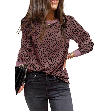 Womens Crewneck print Sweatshirt Casual Loose Fitting Tops Long Sleeve T Shirt
