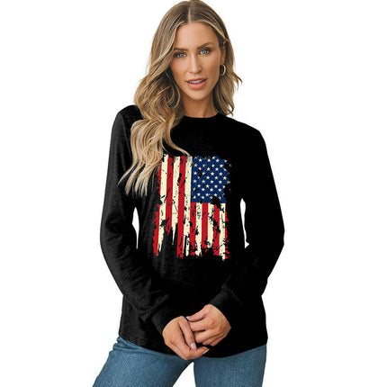 Womens Crewneck print Sweatshirt Casual Loose Fitting Tops Long Sleeve T Shirt