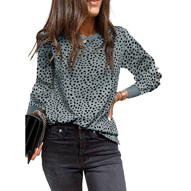 Womens Crewneck print Sweatshirt Casual Loose Fitting Tops Long Sleeve T Shirt