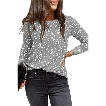 Womens Crewneck print Sweatshirt Casual Loose Fitting Tops Long Sleeve T Shirt