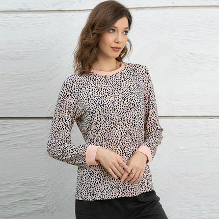 Womens Crewneck print Sweatshirt Casual Loose Fitting Tops Long Sleeve T Shirt