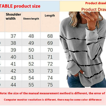 Women's Long Sleeve Sweatshirts Crewneck Drop Long Sleeve Stripes Side Split Tops
