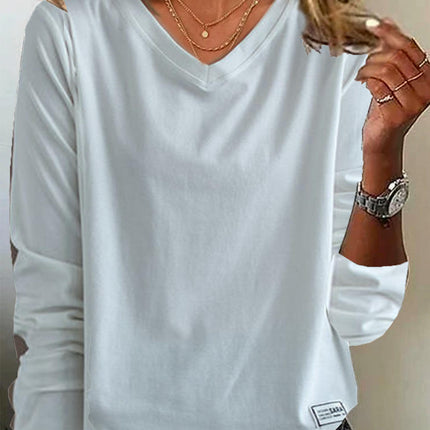 Womens Long Sleeve T Shirts V Neck Casual Loose Fashion Tops