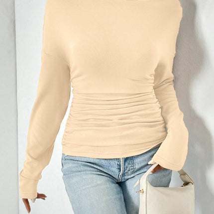 Women's Long Sleeve Top Off Shoulder T Shirts Slim Fit Casual T Shirts