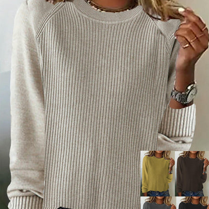 Women's Crew Neck Pullover Sweater Knit Long Sleeve Casual Jumper Tops