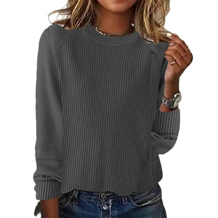 Women's Crew Neck Pullover Sweater Knit Long Sleeve Casual Jumper Tops