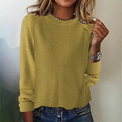 Women's Crew Neck Pullover Sweater Knit Long Sleeve Casual Jumper Tops
