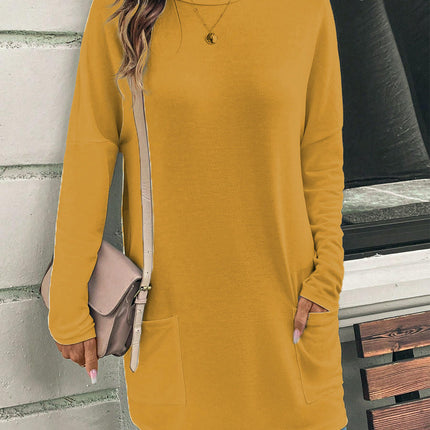 Womens Tunic Tops Long Sleeve Shirts Casual Crewneck Loose T Shirt with Pocket