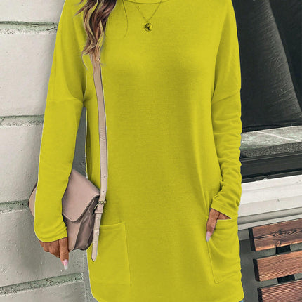 Womens Tunic Tops Long Sleeve Shirts Casual Crewneck Loose T Shirt with Pocket