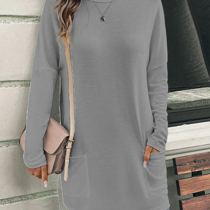 Womens Tunic Tops Long Sleeve Shirts Casual Crewneck Loose T Shirt with Pocket