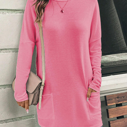 Womens Tunic Tops Long Sleeve Shirts Casual Crewneck Loose T Shirt with Pocket