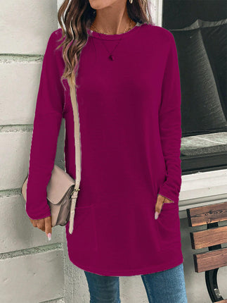 Womens Tunic Tops Long Sleeve Shirts Casual Crewneck Loose T Shirt with Pocket