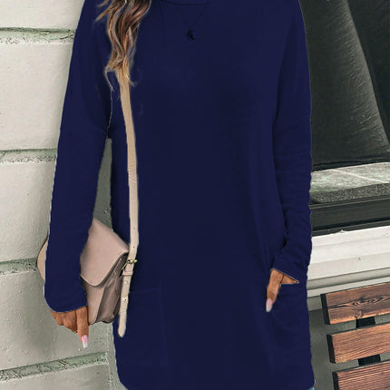 Womens Tunic Tops Long Sleeve Shirts Casual Crewneck Loose T Shirt with Pocket