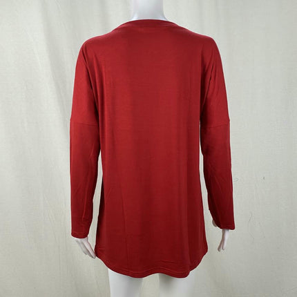 Womens Tunic Tops Long Sleeve Shirts Casual Crewneck Loose T Shirt with Pocket