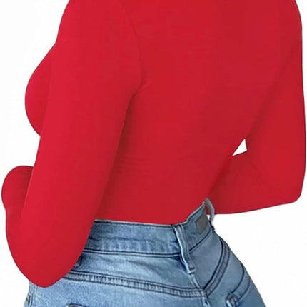 Womens Long Sleeve T Shirts V Neck Slim Fit Causal Fall Fashion Tops