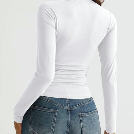 Women's V Neck Slim Fit Long Sleeve T Shirt Casual Basic Tops