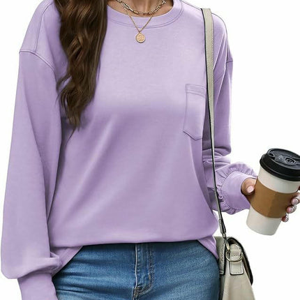 Womens Long Sleeve Shirts Crewneck Casual Trendy T Shirts Tops