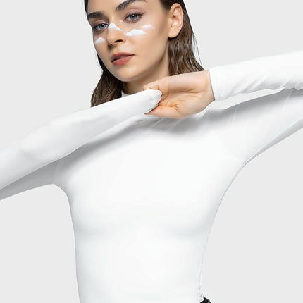 Women's Long Sleeve Basic T Shirts Mock Neck Slim Fitted Tops