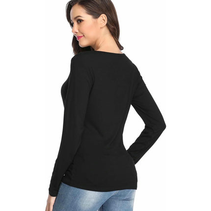 Womens Long Sleeve Crewneck Casual T Shirts Slim Basic Shirts Slim Fitted Tops