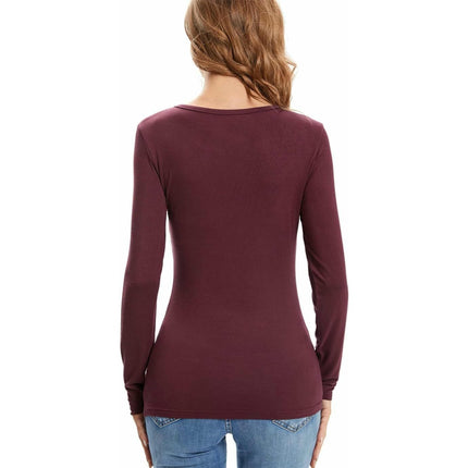 Womens Long Sleeve Crewneck Casual T Shirts Slim Basic Shirts Slim Fitted Tops