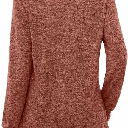 Women's Long Sleeve Shirts Knit Loose Crew Neck Basic Solid Tunic Tops