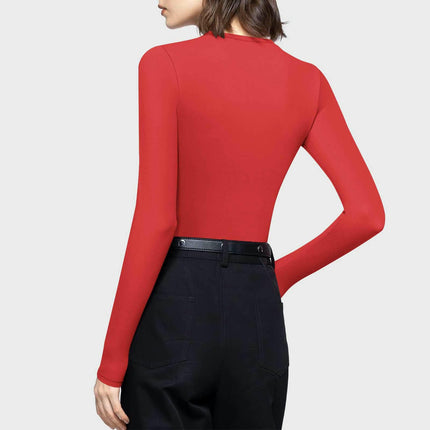 Women's Classic Slim Fitted Solid Tops Long-Sleeve Crewneck T-Shirt