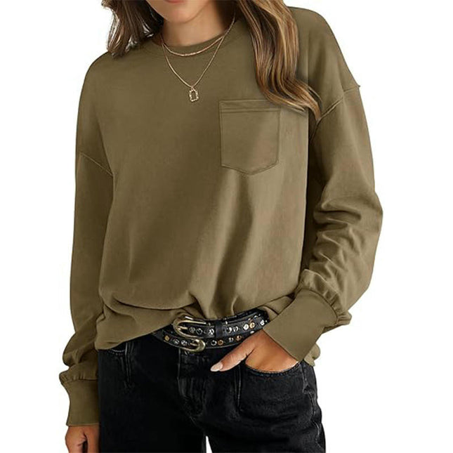 Womens Long Sleeve Tops Crew Neck Loose Fit Fall Casual T Shirts