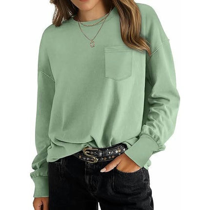 Womens Long Sleeve Tops Crew Neck Loose Fit Fall Casual T Shirts