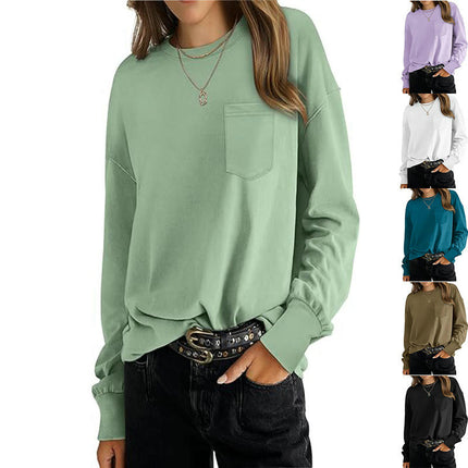 Womens Long Sleeve Tops Crew Neck Loose Fit Fall Casual T Shirts
