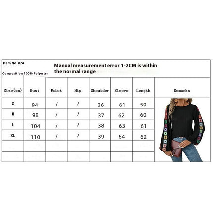 Women's Floral Crochet Long Sleeve Sweaters Crew Neck Knit Tops