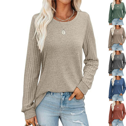 Womens Long Sleeve Shirts Casual Fall Fashion Crewneck Loose Fit Tops