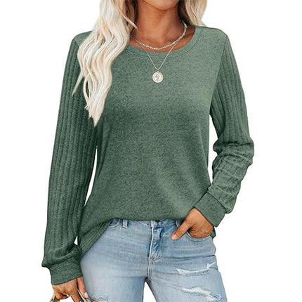 Womens Long Sleeve Shirts Casual Fall Fashion Crewneck Loose Fit Tops