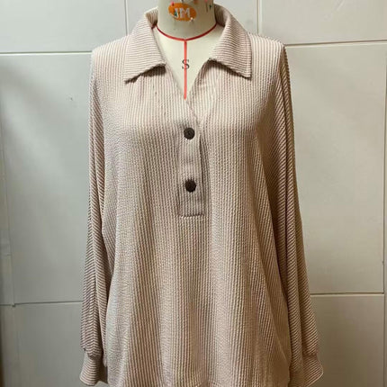 Long Sleeve Shirts for Women Casual Button V Neck Collared Tops