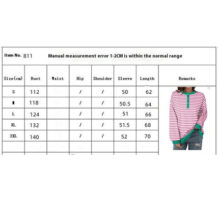 Womens Long Sleeve Casual Color Block Crew Neck T Shirts Loose Fit Striped Drop Shoulder Tops