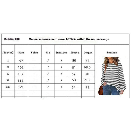 Women Striped Color Block Long Sleeve Crew Neck T Shirts Casual Loose Top