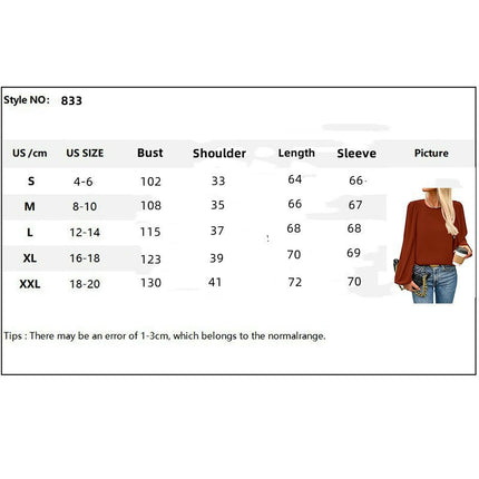 Womens Puff Long Sleeve Chiffon Blouses Dressy Casual Crewneck Tops