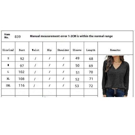 Women Trendy Casual Sweaters Fashion Shirts Ribbed Long Sleeve V Neck Pullover Tops