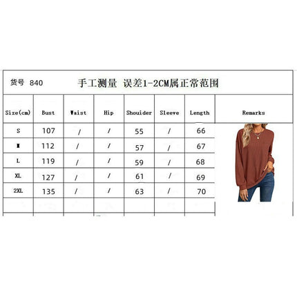 Womens Long Sleeve Crewneck Waffle Knit Shirts Casual Tops