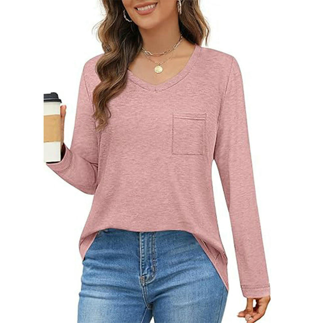 Womens Long Sleeve T Shirts V Neck Casual Loose Basic Fall Fashion Trendy Tops