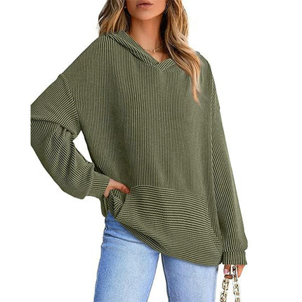 Womens Hoodies Casual Long Sleeve Texture Pullover Sweatshirts Tops with Pocket