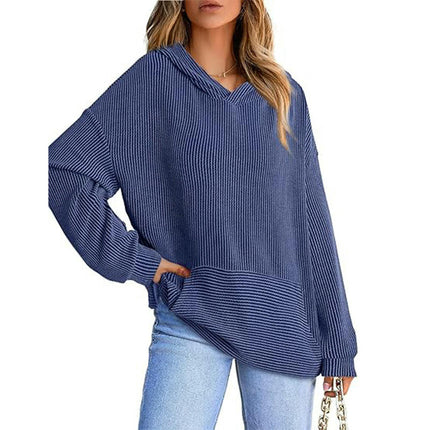 Womens Hoodies Casual Long Sleeve Texture Pullover Sweatshirts Tops with Pocket