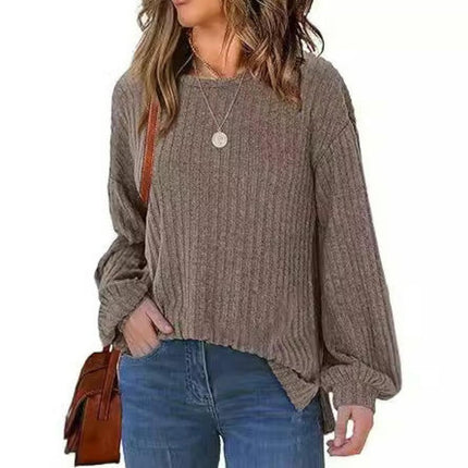 Womens Long Sleeve Tops Casual Crewneck Ribbed T Shirts Lightweight Fashion Sweaters