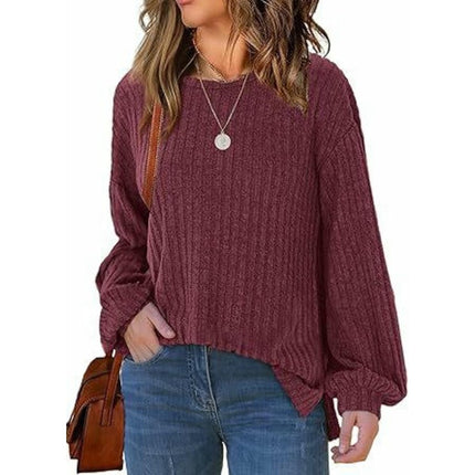 Womens Long Sleeve Tops Casual Crewneck Ribbed T Shirts Lightweight Fashion Sweaters